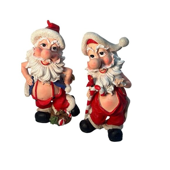vintage lot of 2 whimsy ceramic santa figurines 9'' super cute - Picture 2 of 13